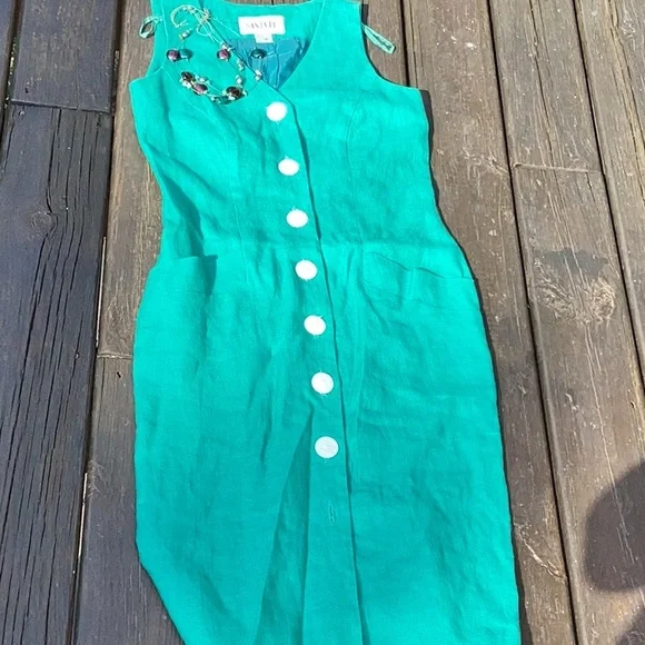 Miss Ashlee DRESS Legendary 80’s Button Back COTTON SLIM MIDI Sz 8 - Picture 9 of 16